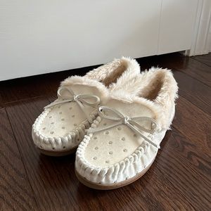 J crew cozy moccasin slippers